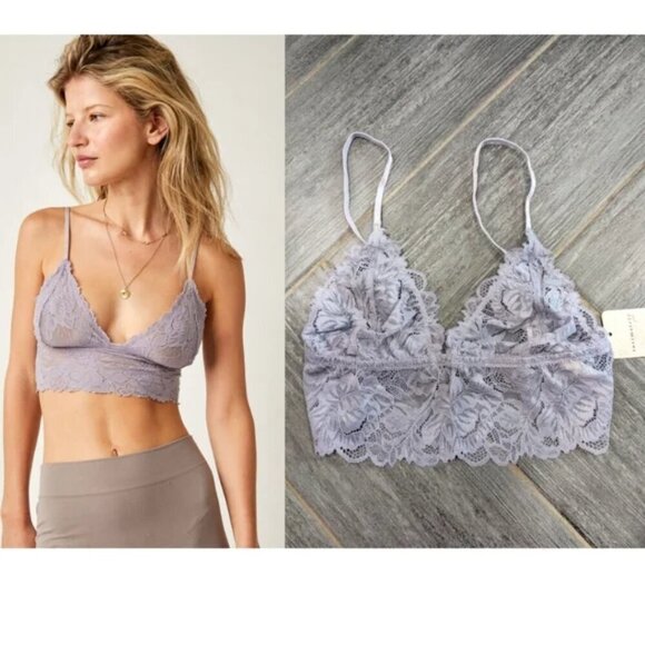 NWT Free People Intimately | Everyday Lace Longline Bralette in Metal Lavender - Picture 1 of 10